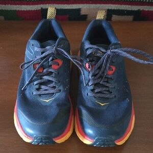 Hoka One One Navy and Red Athletic Shoes
